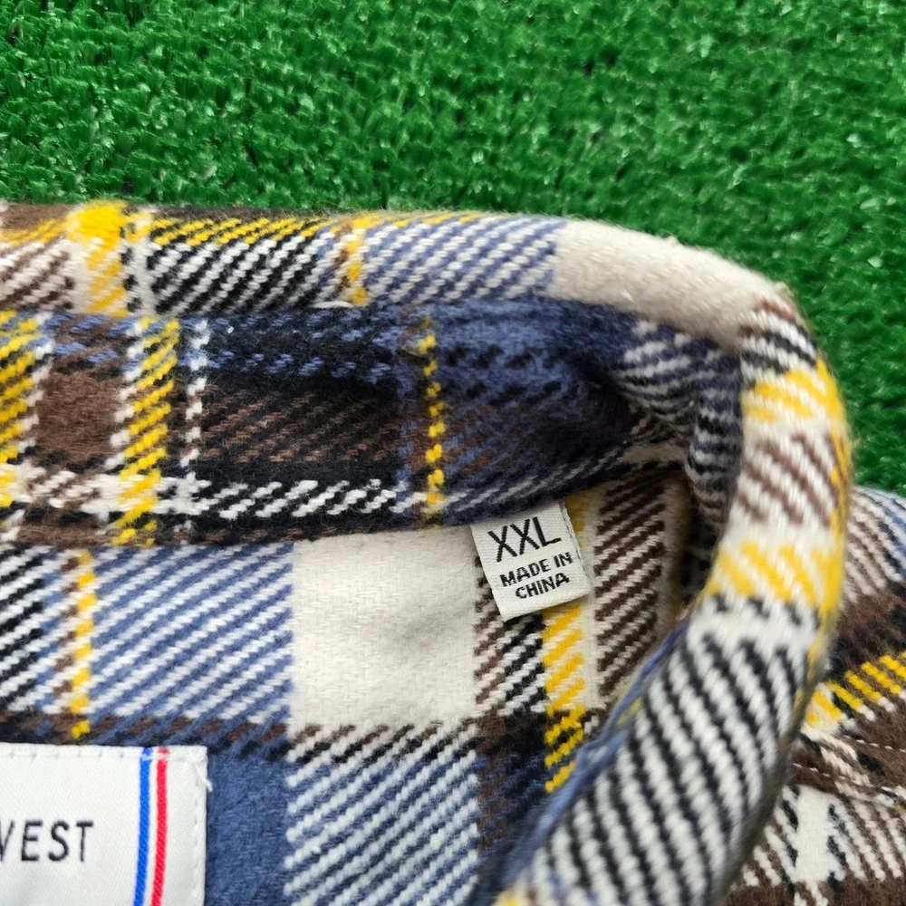 Depart West Flannel Shirt Mens 2XL Blue Plaid Button‎ Up Long Sleeve Outdoors